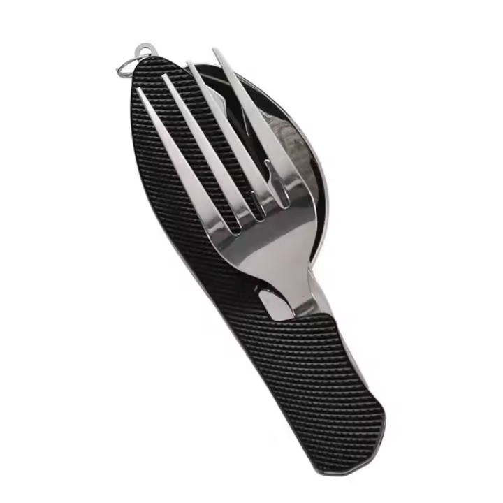 Juego de equipo plegable, combinación de cuchillo y tenedor, cuchara multifuncional para actividades al aire libre, atracciones deportivas para picnic y camping - 1