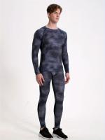 2 Pcs, Men's Quick Drying Mesh Comfy Breathable Highly Stretch Top And Skinny Fit Color Block Leggings - details 1