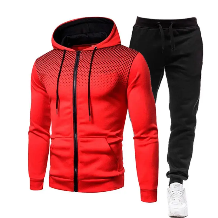 Chándal de 2 piezas con capucha, ropa deportiva para correr, jersey de manga larga, chándal informal, traje de Fitness deportivo - 1