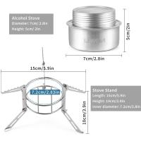 Mini estufa tipo mochila con quemador de alcohol de aluminio de 100 ml, soporte plegable de acero inoxidable para campi, hiki y supervivencia - details 4