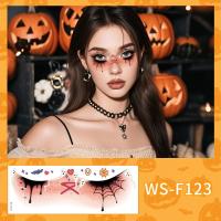 Tatuaje facial desechable para Halloween, pegatinas temporales impermeables de larga acción para mejillas, pegatinas transparentes de cara de murciélago aterrador para niños - details 6