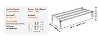 SucceBuy Estante de aluminio para estiba, estante de piso comercial para alimentos de 24" x 14", 8" fuera del piso, estante de almacenamiento de aluminio ajustable con capacidad de 1000 libras, para restaurantes, cocinas, garajes y vehículos - details 13