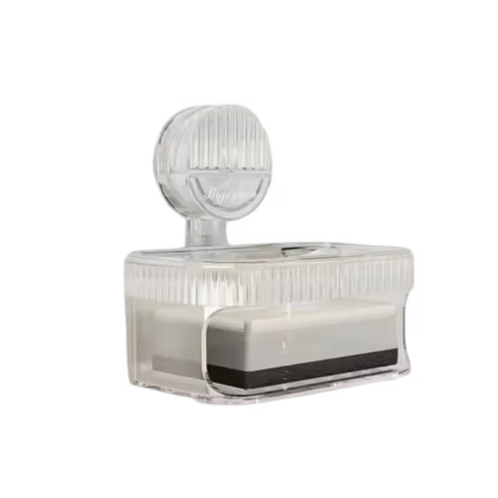 Soporte de esponja para jabón con ventosa sin perforaciones, caja de jabón de drenaje impermeable montada en la pared con caja de drenaje, estante de jabón extraíble para Baño - 1