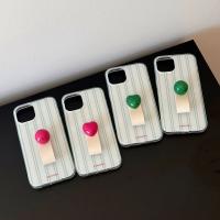Funda de Teléfono de Cuero con Hebilla Diseño a Rayas Verdes Protección Completa - details 0