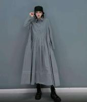 Primavera/Verano para cuello sólido manga Panel plisado vestidos largos vestido femenino ropa de mujer bata de calle - details 4
