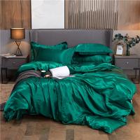 Juego de Ropa de Cama con Sábana de Satén Funda de Edredón Sábana de Tamaño Doble Individual Reina Corona Twin en Color Sólido Lujo - details 21