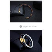 Pulsera de cuero a rayas para hombre, pulsera de aleación con cierre magnético para pareja unisex, bisutería urbana, regalos para hombre - details 10