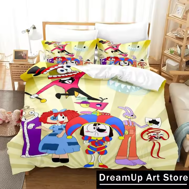 Set de Ropa de Cama de Circo Digital 3D Diseño de Dibujos Animados Tamaño Rey-Reina - 1