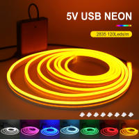 Tira de neón alimentada por batería 5V 2835 120Leds/M cuerda de cinta Flexible señal de luz de neón LED decoración DIY para el hogar blanco/azul/rosa/amarillo - details 7