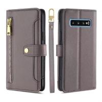Funda de teléfono de cuero magnética multifuncional para Galaxy S10, funda protectora con cremallera, 4G, de moda - details 8