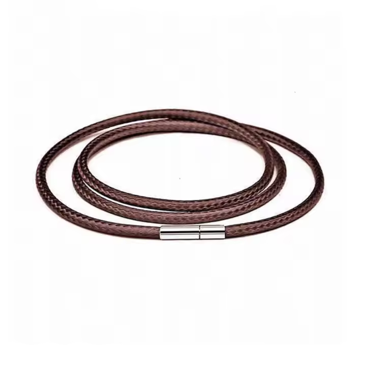 Collar de cordón de cuero negro, cadena de encaje de cuerda de cera con cierre giratorio de acero inoxidable para collares DIY, joyería - 1
