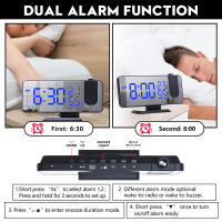 Despertador Digital LED, proyección de Radio con temperatura, humedad, reloj de espejo, pantalla de hora de cabecera multifuncional, Mesa de Color - details 3
