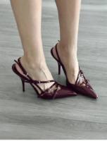 Sandalias con correa en el tobillo para mujer, zapatos de tacón alto y fino con punta estrecha, a la moda, para verano - details 4