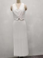 Ohsisa-Chaleco de flores sin mangas con cuello en V para mujer, conjunto largo de 2 piezas, Falda plisada, trajes informales elegantes, novedad de verano 2025 - details 5