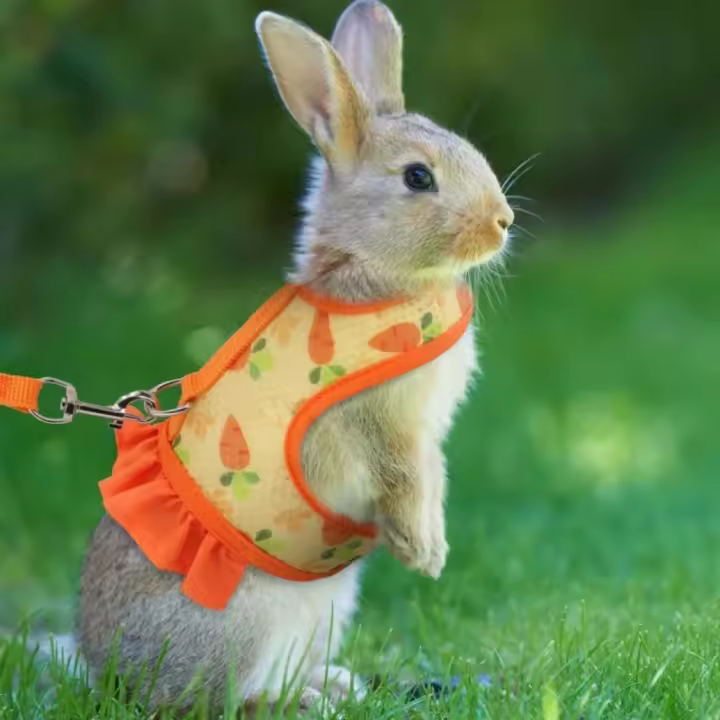 Correa de arnés para conejo con hebilla ajustable Chaleco de malla transpirable para mascotas pequeñas como conejos y cóndores - 1
