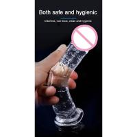 Consolador realista transparente, consoladores de gelatina de cristal suave, pene falso con ventosa, tapón anal, juguetes, masturbador sexual, punto G - details 4