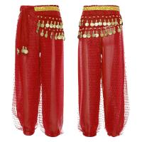 Harem de danza del vientre oriental para mujeres y niñas, gasa con lentejuelas de lunares, pantalones árabes brillantes para Halloween y carnaval - details 6