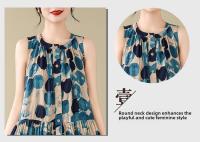 Vestido de Lino de Algodón para Mujer en Talla Grande Bohemia Cuello Redondo Sin Mangas Falda Larga de Ajuste Suelto Estampado - details 5