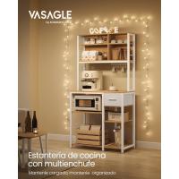 Estantería de Cocina con Multienchufe, Armario de Cocina con Estantes Ajustables, Cajón de Tela, 12 Ganchos, 40 x 100 x 180,4 cm, Estante de Microondas, Marrón Rústico y Negro - details 23