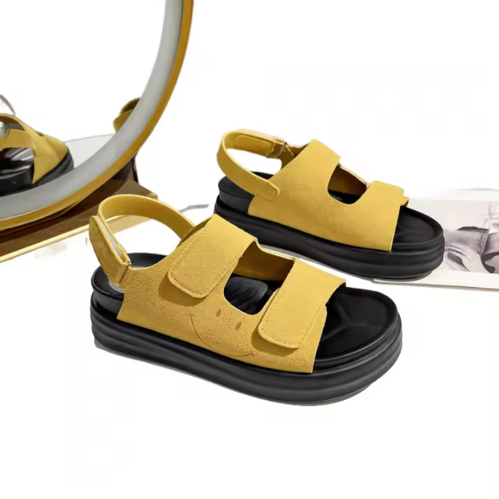 Sandalias de tacón medio, zapatos romanos, antideslizantes, suela suave, abiertas, para exteriores, sencillas, con suela gruesa - 1