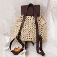 Mochila con cordón para mujer, bolso de paja a la moda, bolso de hombro de viaje de gran capacidad, para playa y verano - details 13
