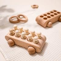 1Set Montessori de madera juguetes para niños de madera de Peg de muñecas de coche autobús niños educativo juguete de - details 15