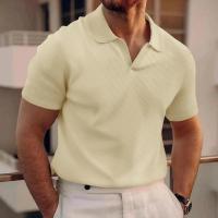 2025 Transfronterizo europeo y americano verano nueva camisa polo solapa con cuello en V waffle manga corta camiseta para hombres - details 1