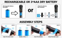 Linternas recargables de alto lúmenes, luz Flash LED súper brillante, 5 modos, impermeable, para regalo de Camping - details 4