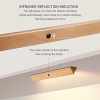 Luz de armario moderna y sencilla con sensor de infrarrojos, Luz LED recargable para gabinete de madera maciza - details 2
