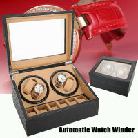 Bobinadora de reloj automática de lujo, caja de exhibición de cuero, almacenamiento 4 + 6, rotación automática, 2 motores - details 5