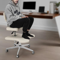 Silla de meditación para oficina y hogar, silla de escritorio flexible, silla sacra con soporte lumbar y taburete ajustable, diseño ergonómico para múltiples posiciones de asiento (blanco marfil) - details 1