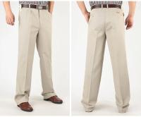 Pantalones Casuales de Cintura Alta para Hombres Color Sólido, Cintura Suelta, Algodón Puro, Doble Pliegue, Sin Arrugas - details 16