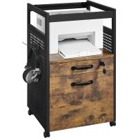 Archivador Móvil con 2 Cajones Compartimento Abierto 42×40×69 cm Cajonera de Oficina con Cerradura - details 0