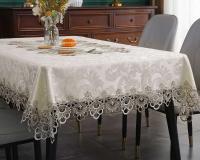 Battilo Ence mesa de comedor rectangular floral blanco bordado mantel impermeable, boda, fiesta, hogar - details 11