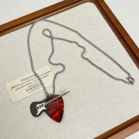 Collar con colgante de púa de guitarra de hip-hop, gargantilla de cadena de guitarra de acero de titanio Punk, cadena de suéter de guitarra eléctrica de moda Vintage para pareja - details 21