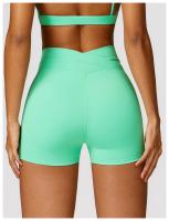 Pantalones cortos de Yoga de cintura alta para mujer, mallas cortas de realce de barriga para Fitness, gimnasio, correr - details 15