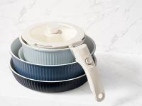 RIOVARM Inducción Juego de ollas y sartenes con asas Desmontables, Apilable Antiadherente Granito Sartenes y ollas con Tapas, Ahorro de espacio, Juegos de sartenes, Sin PFOA, Sartén - details 5