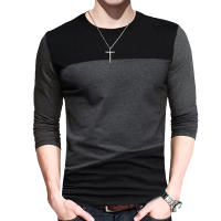 Camiseta de Estilo Vintage para Hombres CASUMANL Cuello Redondo Largo Camiseta Negro y Gris - details 0