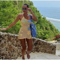 OUWU-Conjunto de falda larga de punto para mujer, top de bikini bordado floral, falda de cintura, elegante vestido de playa de verano - details 15