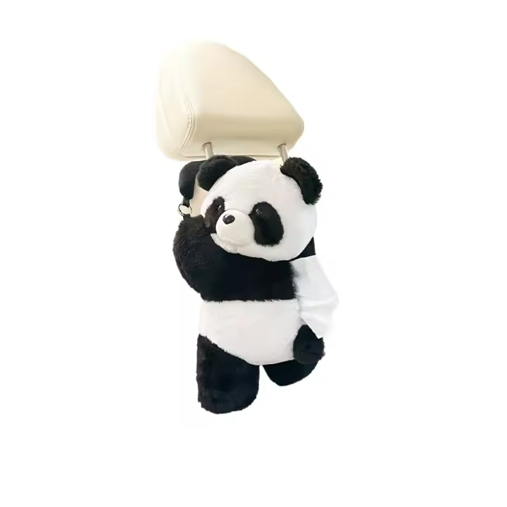 1 x Portapañuelos de Peluche Panda para Coche: Universal, Fácil Instalación - 1