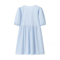 - Venta de verano de la temporada, camisas con cinturón de color puro para mujer, mini s de manga corta con cuello redondo, regular - details 5