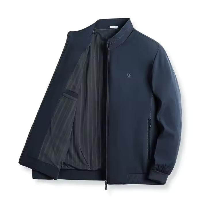 Chaqueta de Negocios de Cuello Alto Color Sólido para Primavera Otoño Moda de Ocio Cómoda para Hombres Ligera - 1