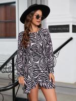 Vestido corto de manga larga para mujer, prenda elegante y bonita con cuello redondo, Estilo Vintage, a la moda, 2025 - details 7
