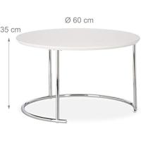 Juego de 2 Mesas Auxiliares Redondas, Madera-Metal, Blanco, 2 Unidades, Acero, 60 x 60 x 35 cm - details 2