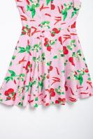 TRAFZA-Vestido corto sin hombros con estampado de frutas para mujer, minivestido elegante con cremallera, informal, con lazo, sin mangas, Verano - details 7