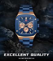 Reloj de Cuarzo de Dial Cuadrado para Hombres Resistente al Agua Multifuncional con Correa de Acero Inoxidable Regalo Audaz para Novio - details 0