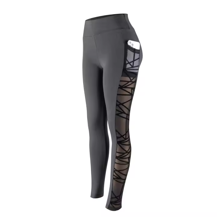 Pantalones de yoga, empalme de malla de gran tamaño, pantalones de levantamiento de glúteos y control abdominal para deportes y deportes - 1