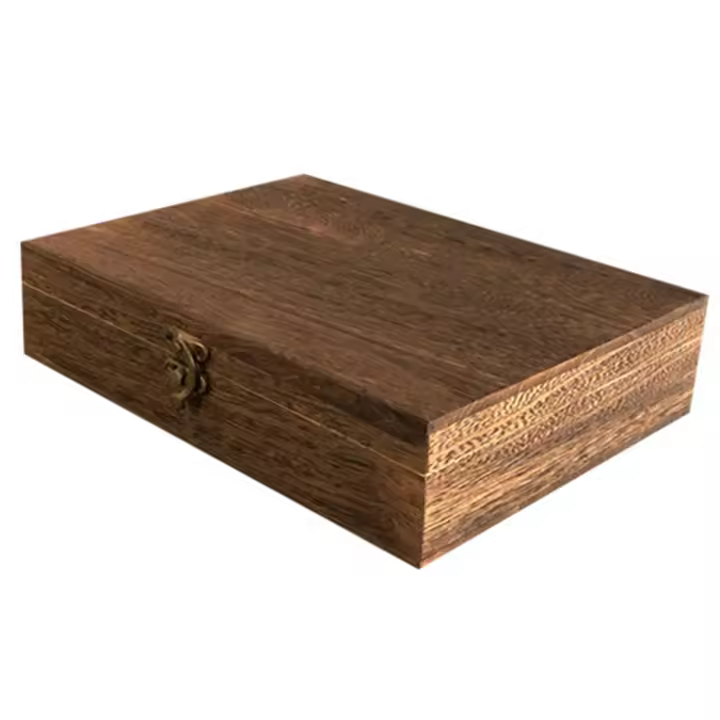 Caja de almacenamiento con cerradura Retro de madera, cajón/cofre del Tesoro a prueba de polvo con tapa, exquisito estuche de joyería para mujer - 1