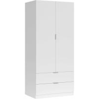 Armario de 2 Puertas y 2 cajones, Acabado en Color Blanco Artik, Medidas: 81 cm (Ancho) x 180 cm (Alto) x 52 cm (Fondo) - details 3