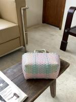 2025 nueva cesta de verduras, bolso de PVC a la moda de verano, bolso tejido a mano, bolso de mano a rayas de retales, bolsos de playa, monederos y bolsos - details 1